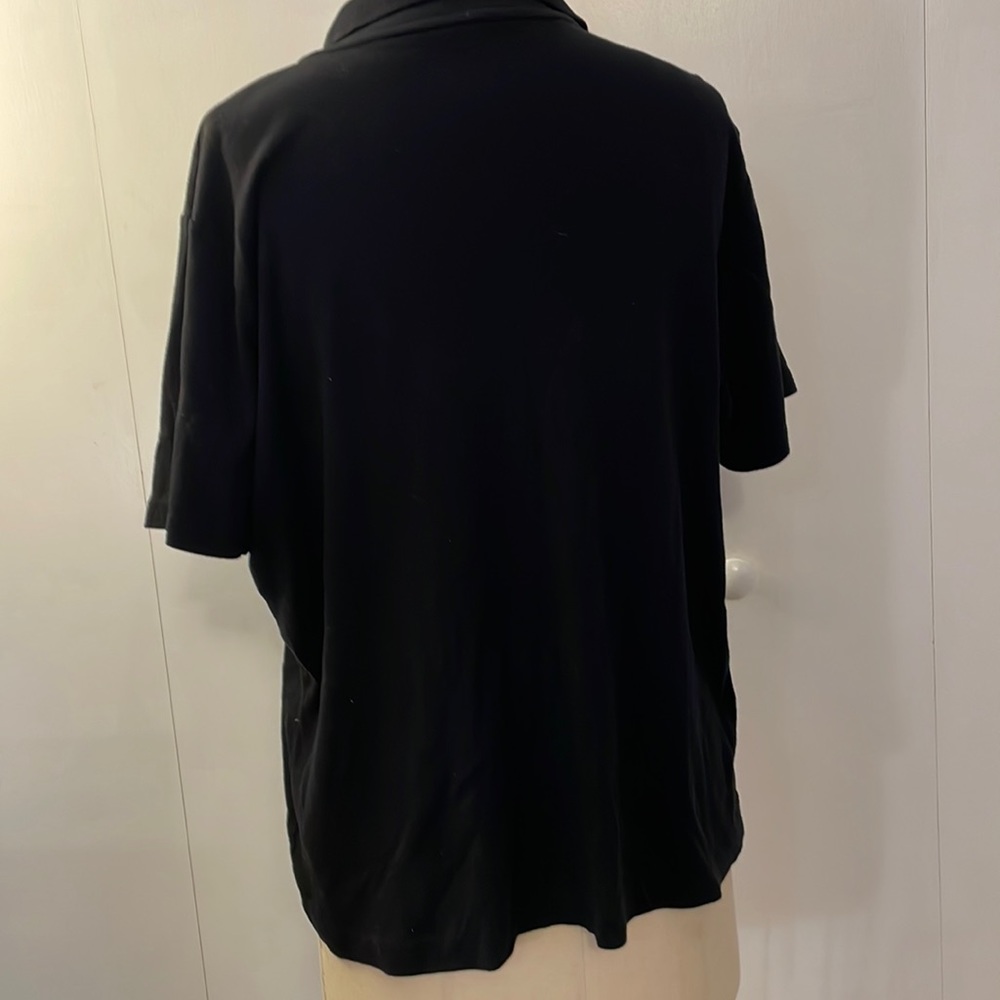 Jones New York short sleeve v-neck black collared shirt - Picture 4 of 7